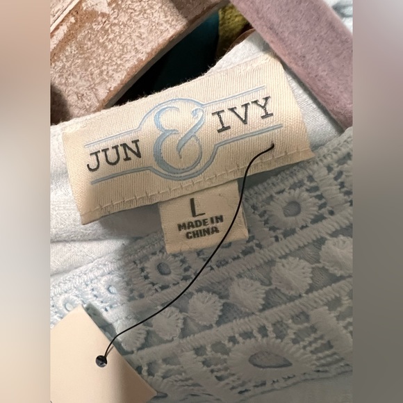 NWT Jun & Ivy Baby Blue Smocked Mini Dress Sz L - Picture 3 of 6